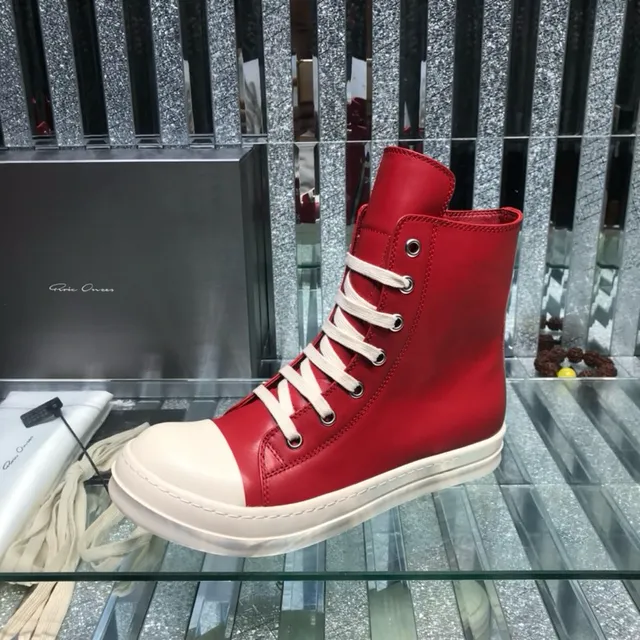 Rick Owens Geobasket bottines rouges et blanches 3