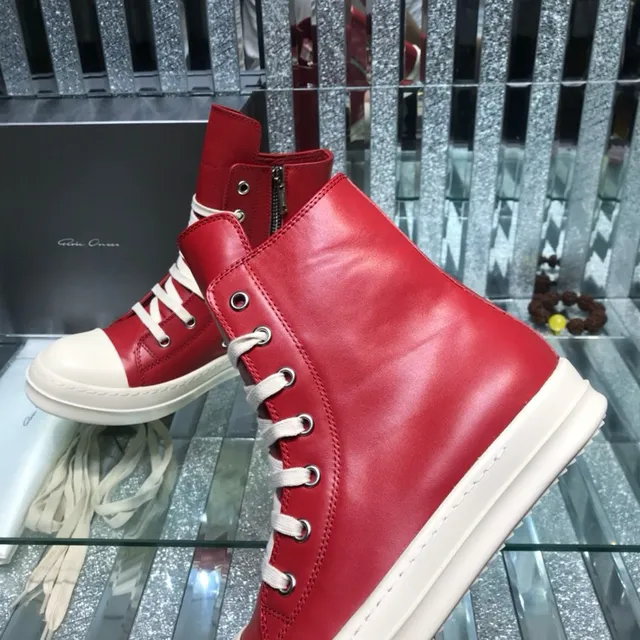 Rick Owens Geobasket bottines rouges et blanches 4