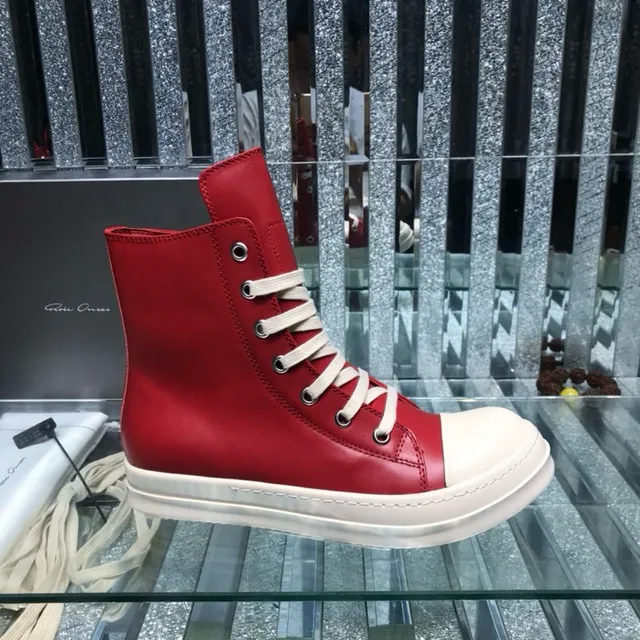 Rick Owens Geobasket bottines rouges et blanches 6