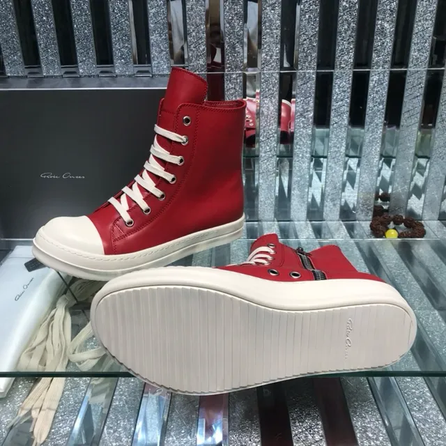 Rick Owens Geobasket bottines rouges et blanches 7