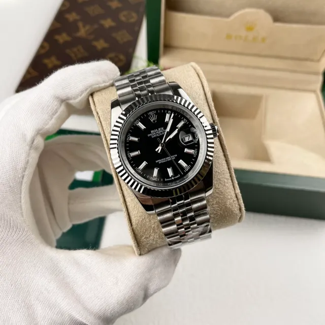 Rolex Oyster Perpetual Datejust Black Dial Stainless Steel Mechanical Watch 7