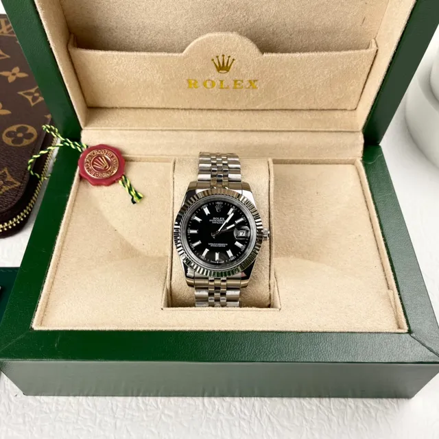 Rolex Oyster Perpetual Datejust Black Dial Stainless Steel Mechanical Watch 8