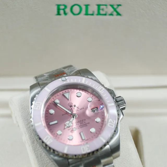 Rolex Argent Rose Acier Inoxydable Oyster Case Lunette Rotative Unidirectionnelle Montre Mécanique 3
