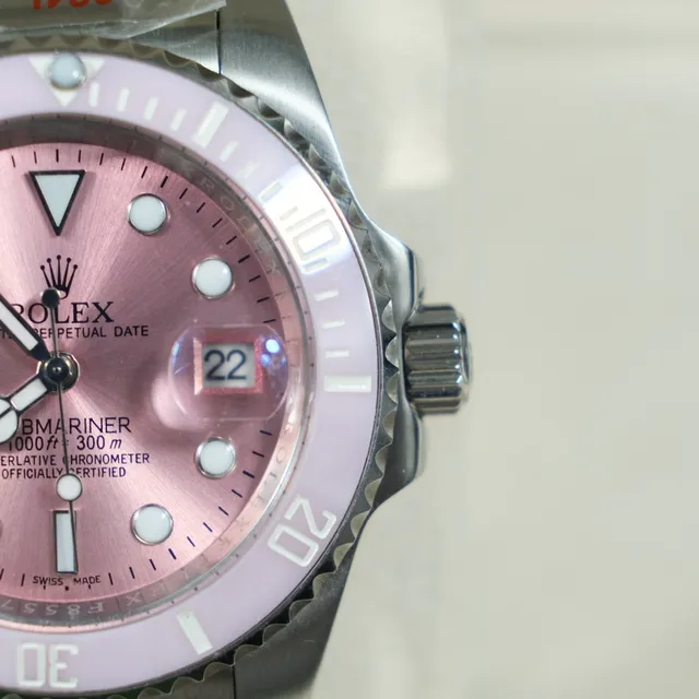 Rolex Argent Rose Acier Inoxydable Oyster Case Lunette Rotative Unidirectionnelle Montre Mécanique 4