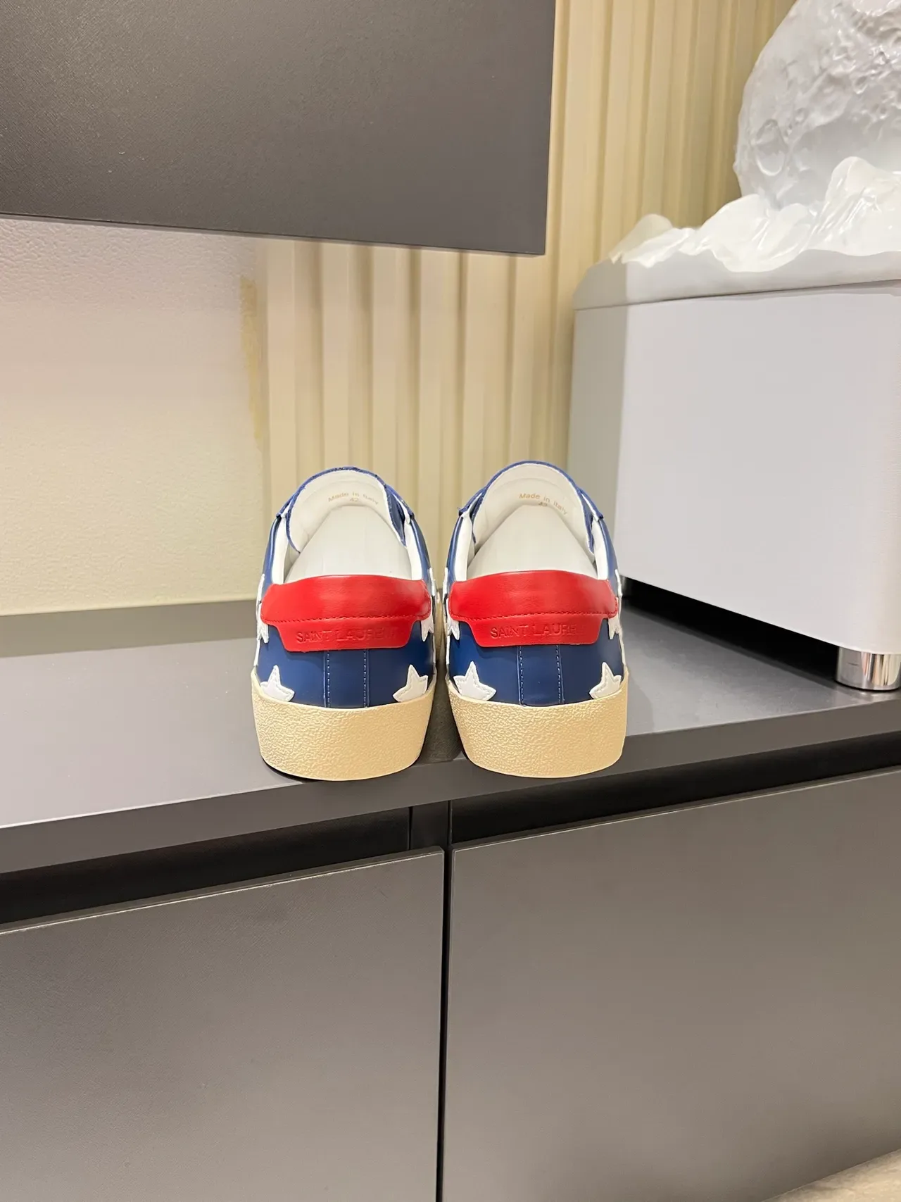 Saint Laurent 蓝红皮革鞋面星形刺绣图案生活方式运动鞋 2