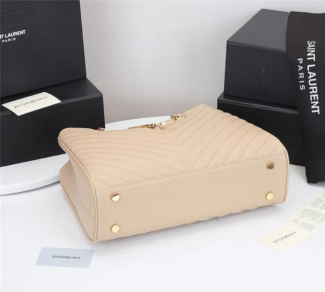Saint Laurent Loulou কালো চেভ্রন-কুইল্টেড চেইন টোট ব্যাগ 4