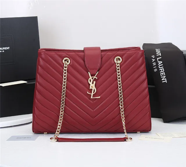 Saint Laurent Loulou কালো চেভ্রন-কুইল্টেড চেইন টোট ব্যাগ 19