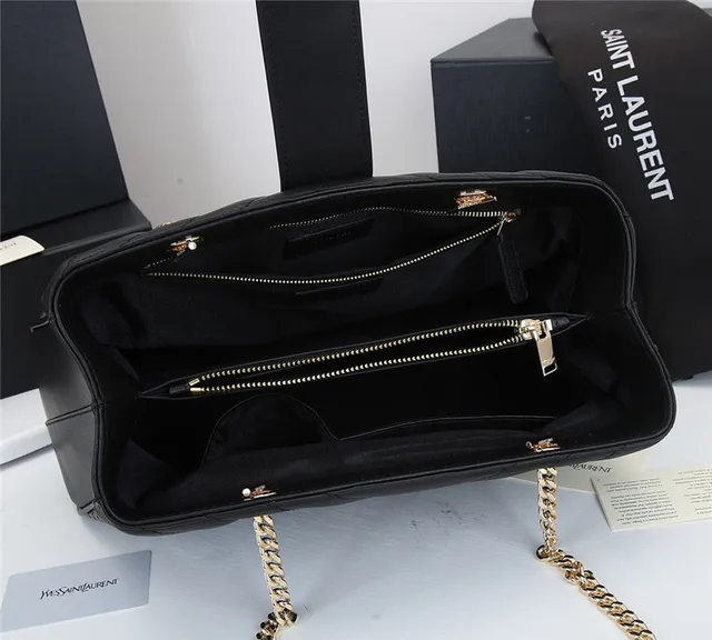 Saint Laurent Loulou কালো চেভ্রন-কুইল্টেড চেইন টোট ব্যাগ 21