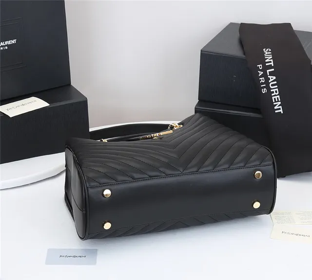 Saint Laurent Loulou কালো চেভ্রন-কুইল্টেড চেইন টোট ব্যাগ 22