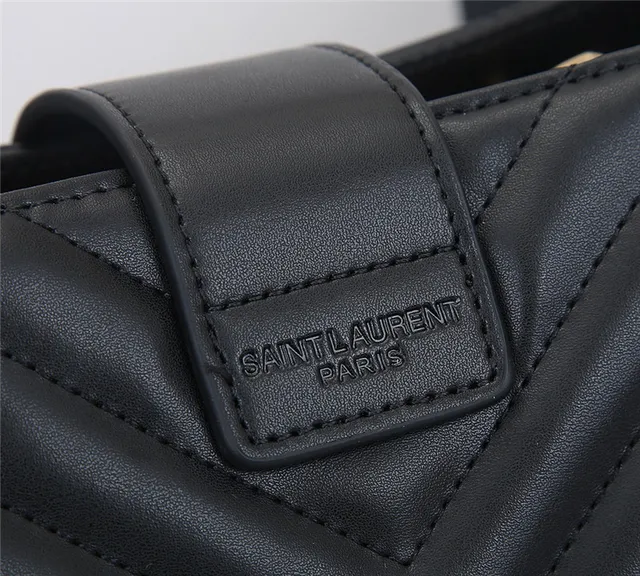 Saint Laurent Loulou কালো চেভ্রন-কুইল্টেড চেইন টোট ব্যাগ 24