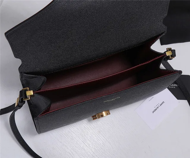 Saint Laurent Loulou 黑色纹理皮革手柄托特包 11