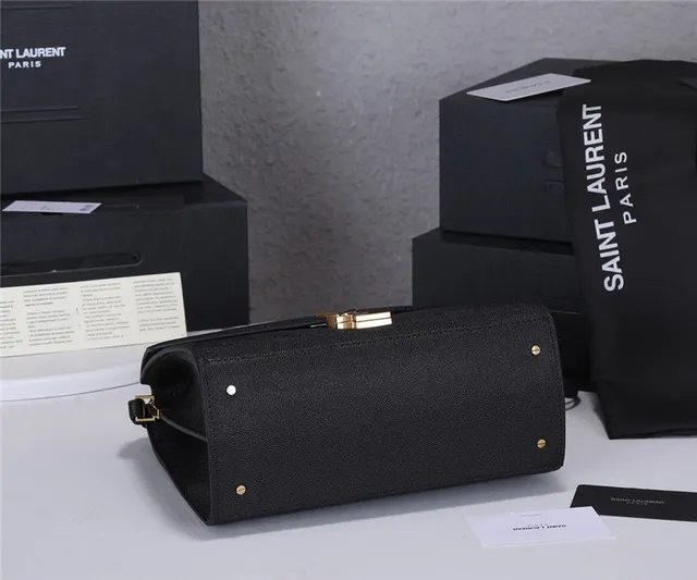 Saint Laurent Loulou 黑色纹理皮革手柄托特包 15