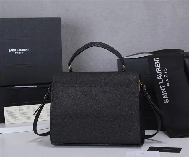 Saint Laurent Loulou 黑色纹理皮革手柄托特包 17