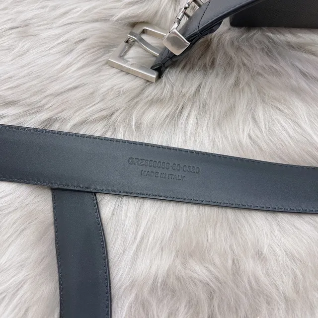 Saint Laurent Monogram 腰带 黑色银色 光滑矩形扣头 皮革腰带 7
