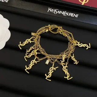 सेंट लॉरेंट मल्टी-चेन YSL मोनोग्राम चार्म ब्रेसलेट