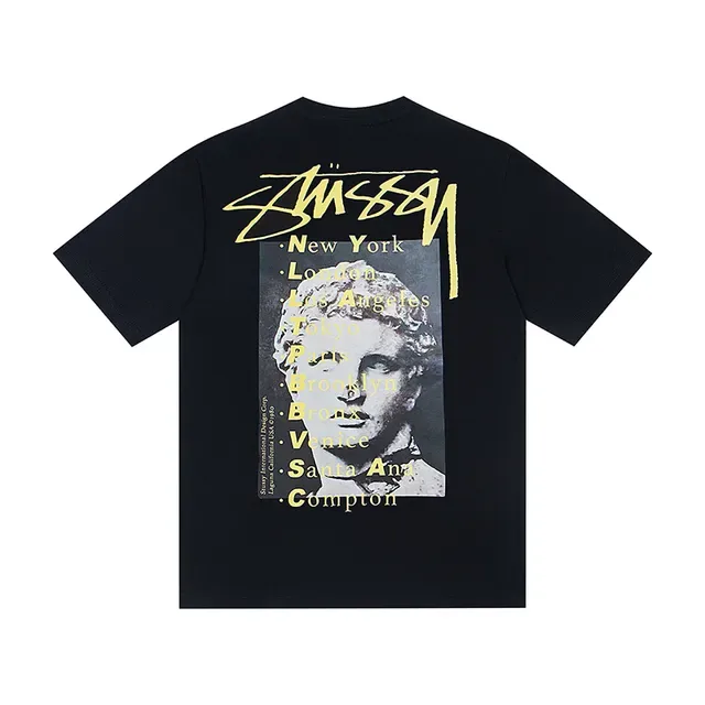 تي شيرت Stussy بطباعة جرافيك وياقة دائرية 2