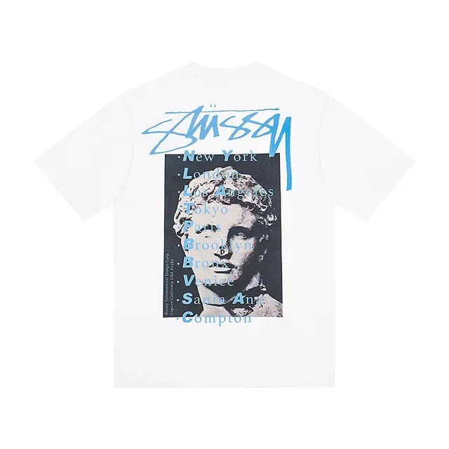 تي شيرت Stussy بطباعة جرافيك وياقة دائرية 4