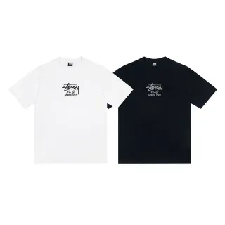 Stussy Stock Logo White and Black T-Shirt