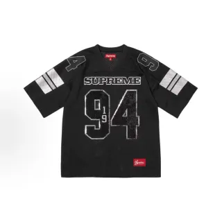 Supreme Black Silver Mesh Fabric V-Neck Jersey