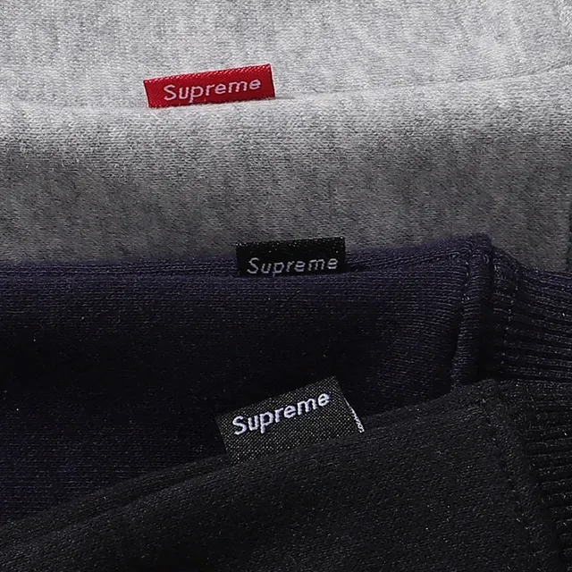 Supreme Navy Gray फुल-जिप एम्ब्रॉयडर्ड चेस्ट लोगो हूडी 2