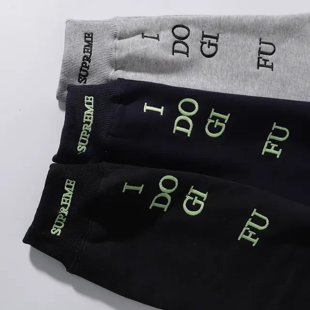 Supreme Navy Gray फुल-जिप एम्ब्रॉयडर्ड चेस्ट लोगो हूडी 3