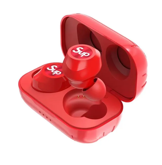 Supreme Red Black Glossy Finish Stemless Silhouette TWS Earbuds 2