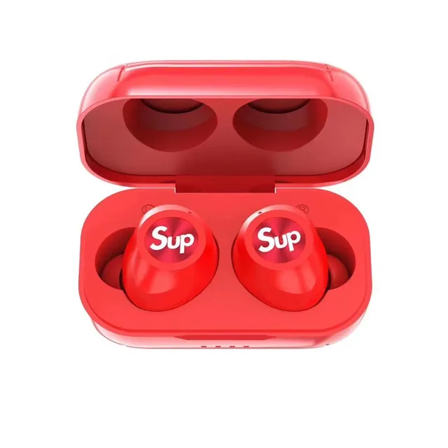 Supreme Red Black Glossy Finish Stemless Silhouette TWS Earbuds 4