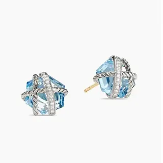 Tiffany & Co. HardWear नीली मणि और हीरे के स्टड कानों के किनारे