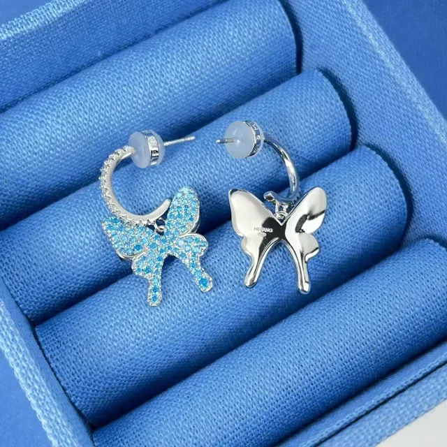 Tiffany & Co. নীল পাভে প্রজাপতি হুপ ইয়াররিংস 4