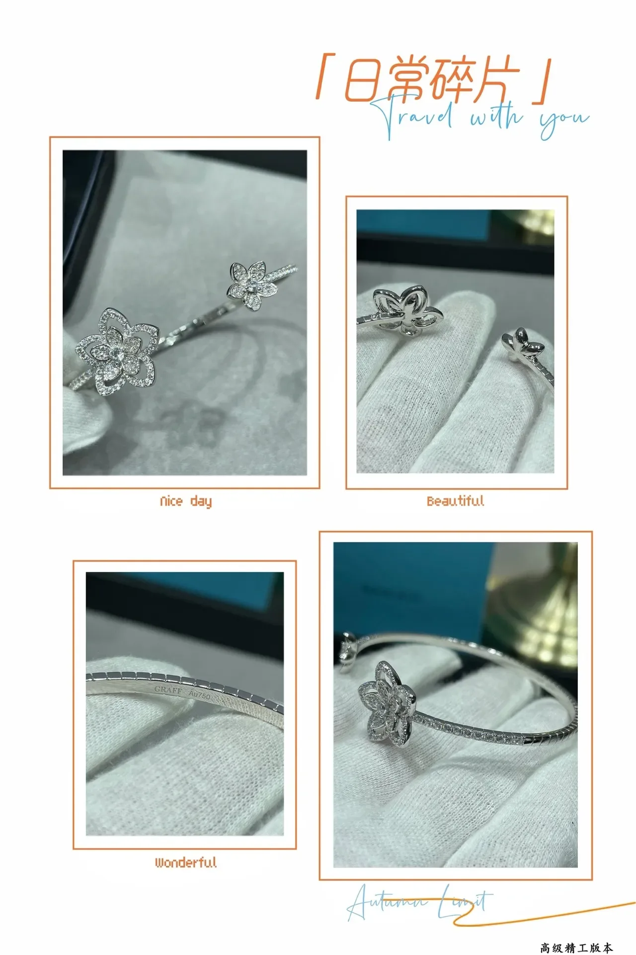 Tiffany & Co. Floral Bangle Silver White Flower-Shaped Pavé-Set Diamonds Bracelet 2
