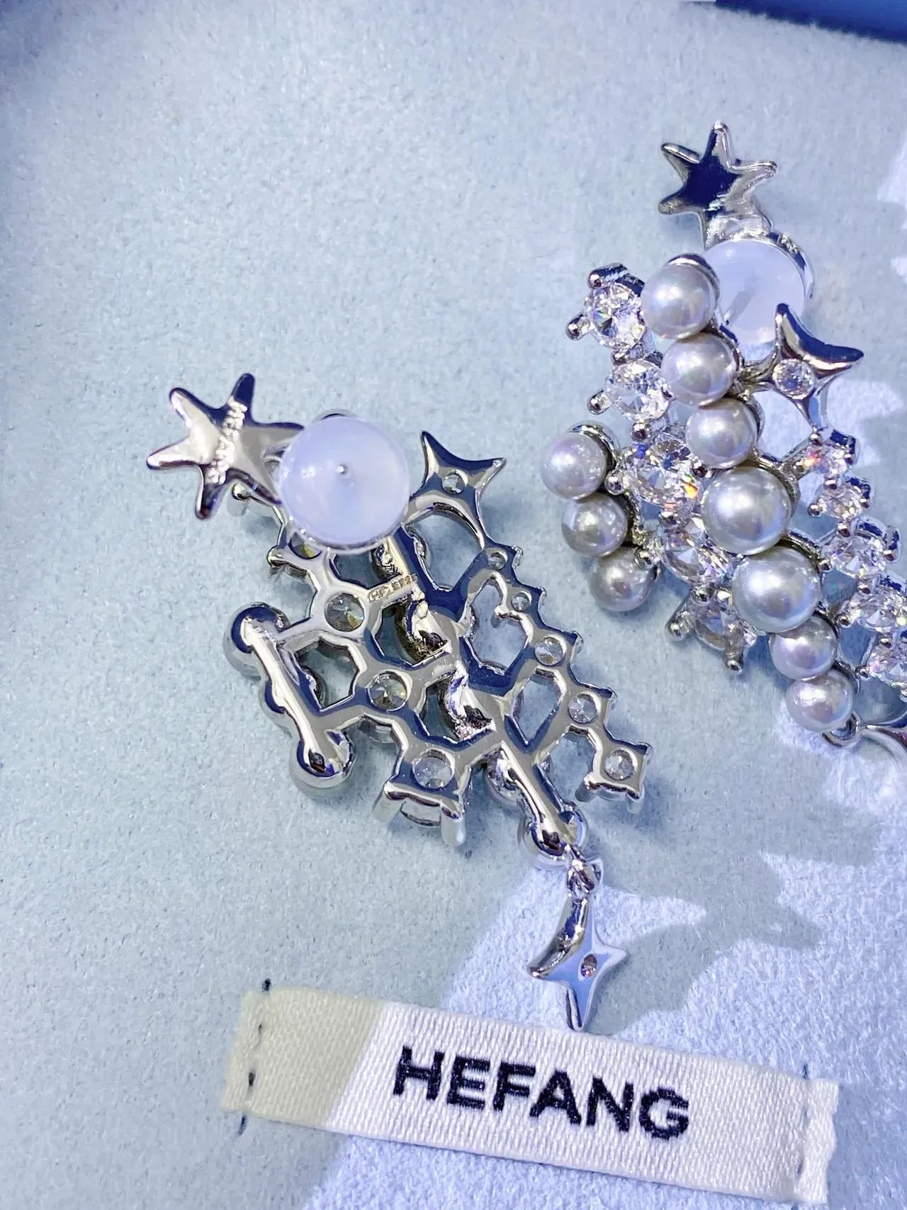 Tiffany & Co. Pearl and Crystal Star Cluster Drop Earrings 5
