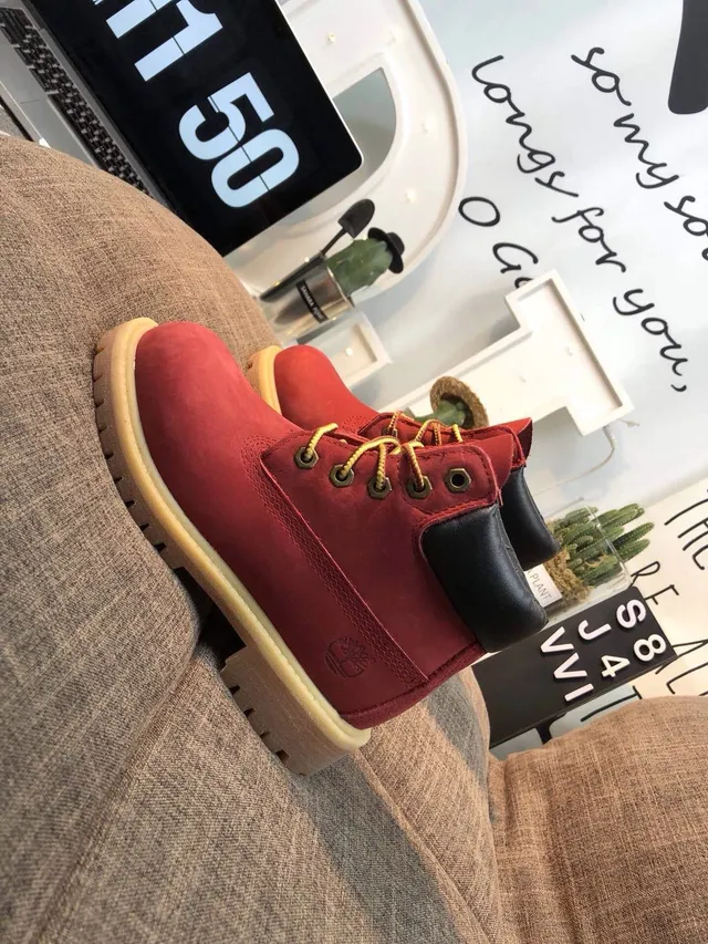 Timberland Premium Bota de Trabajo de 6 Pulgadas de Ante Rojo 13