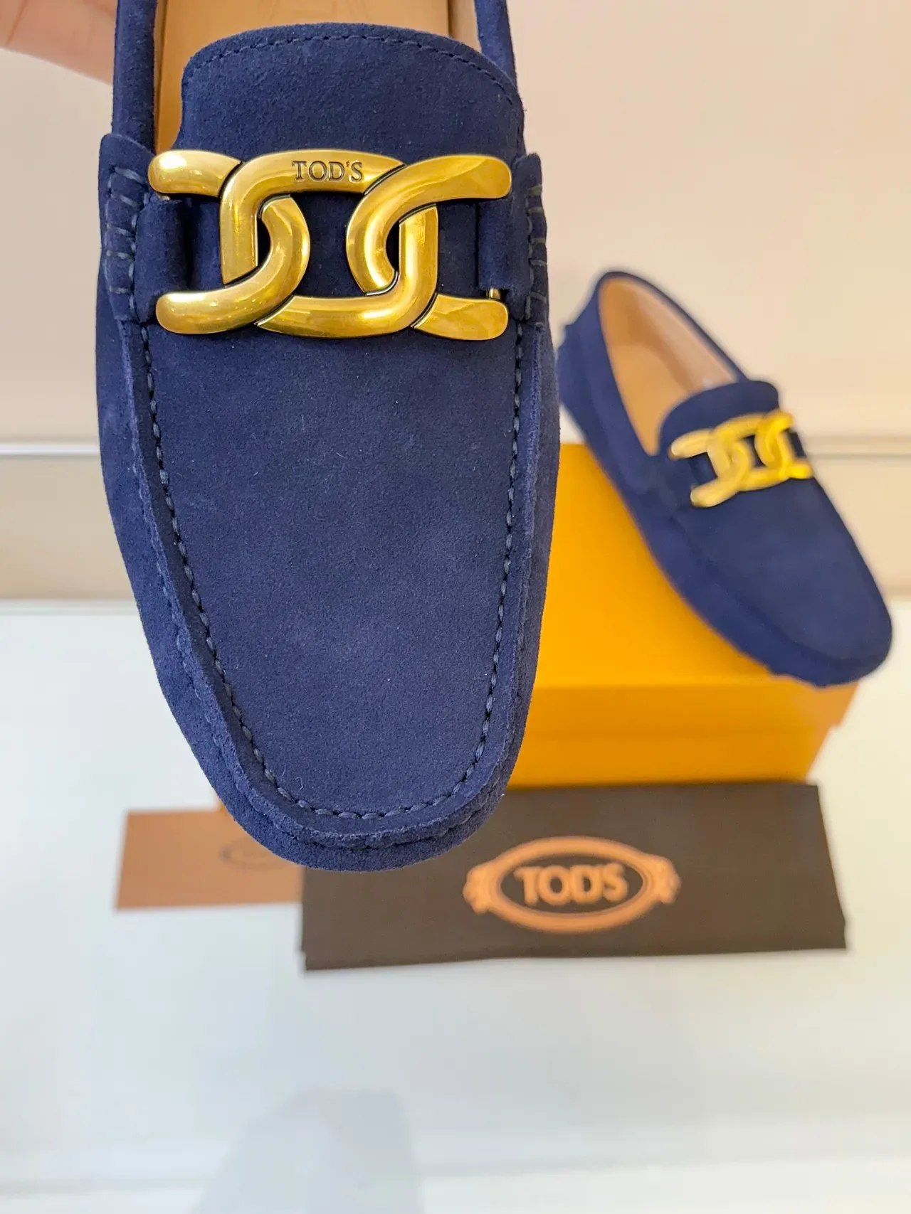 Tod's Double G Loafer Navy Suede Gold Buckle Loafers 3