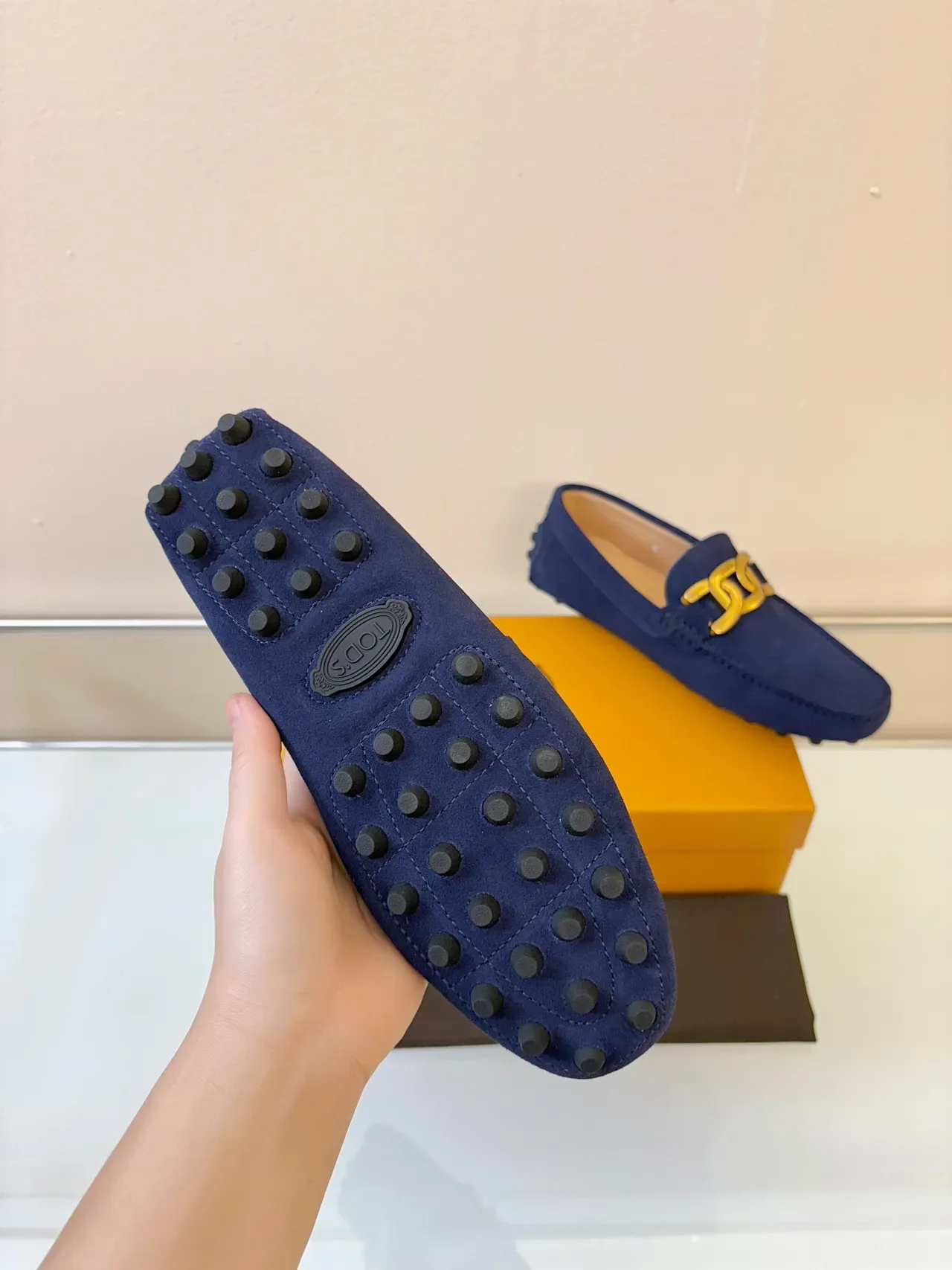 Tod's Double G Loafer Navy Suede Gold Buckle Loafers 5