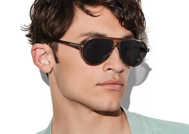 Tom Ford Marcus Óculos de sol aviador cinza translúcido 3