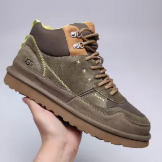 UGG Army Green Brown Olive Suede Tan Leather Paneling Hiking Boots