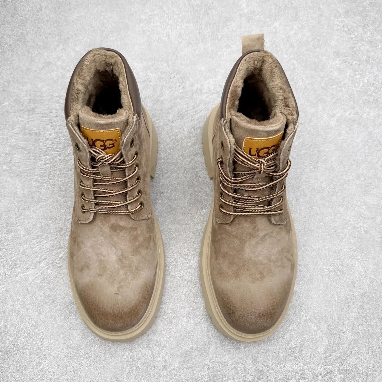 UGG Beige Brown Suede Upper Leather Collar Work Boots 2