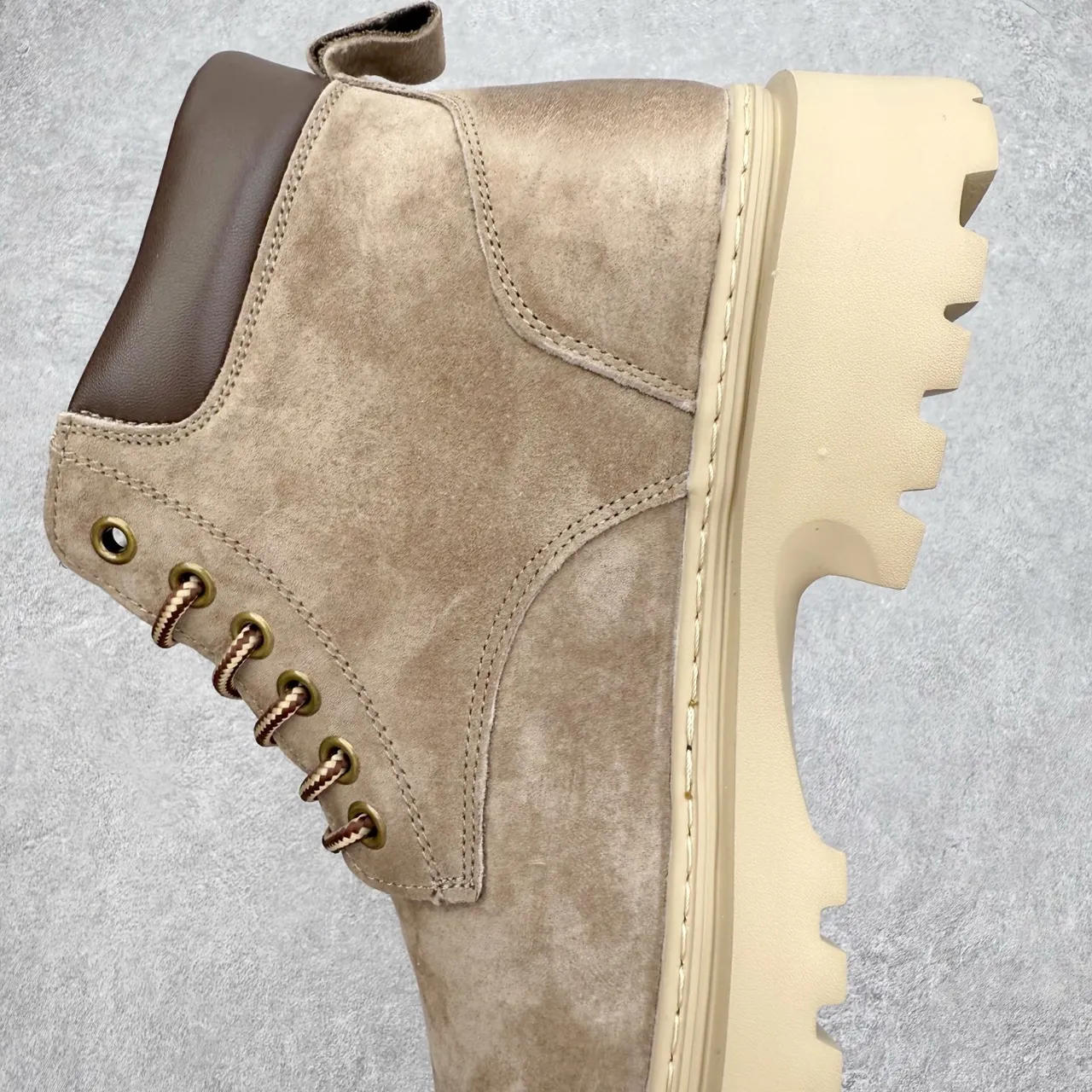 UGG Beige Brown Suede Upper Leather Collar Work Boots 8