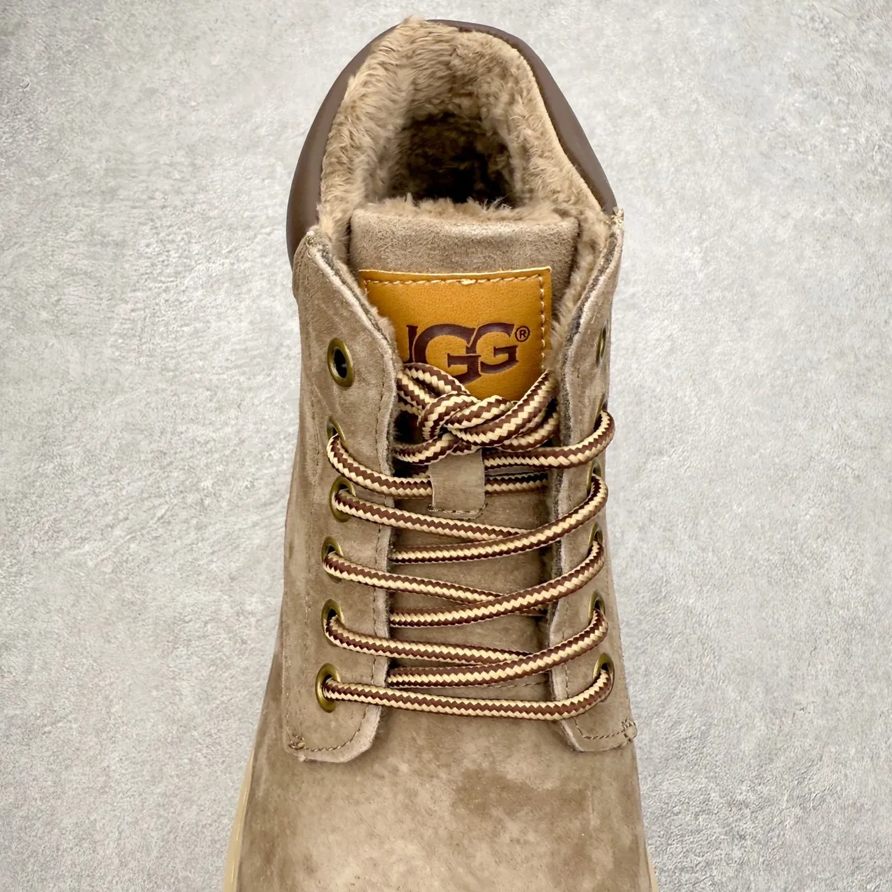 UGG Beige Brown Suede Upper Leather Collar Work Boots 9