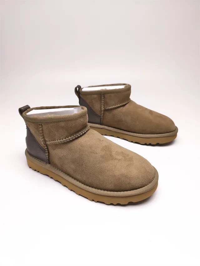 UGG 棕黑麂皮面 羊毛衬里 护脚 雪靴 9