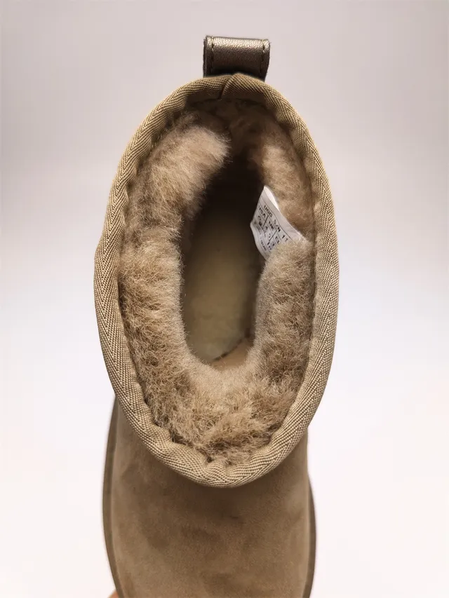 UGG 棕黑麂皮面 羊毛衬里 护脚 雪靴 11