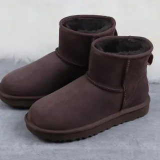 UGG ब्राउन ब्लैक सूड ऊपरी शियरलिंग लाइन स्नो बूट