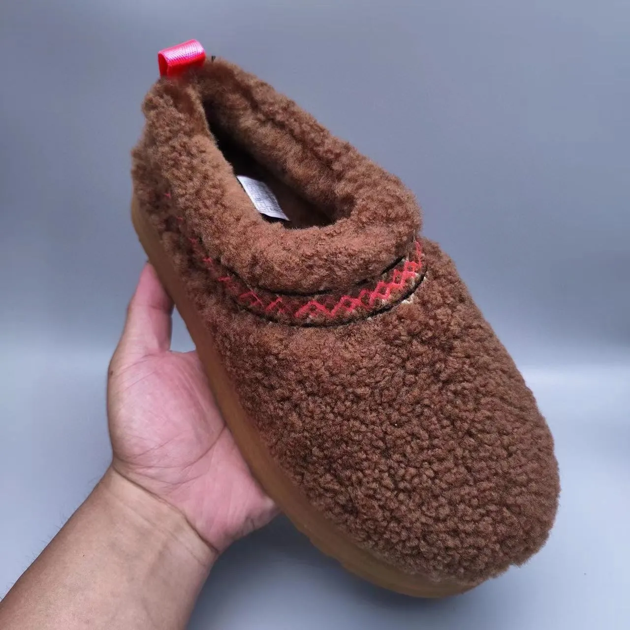 UGG بني أحمر شيرلينج أعلى منصة كعب حذاء كاجوال 3