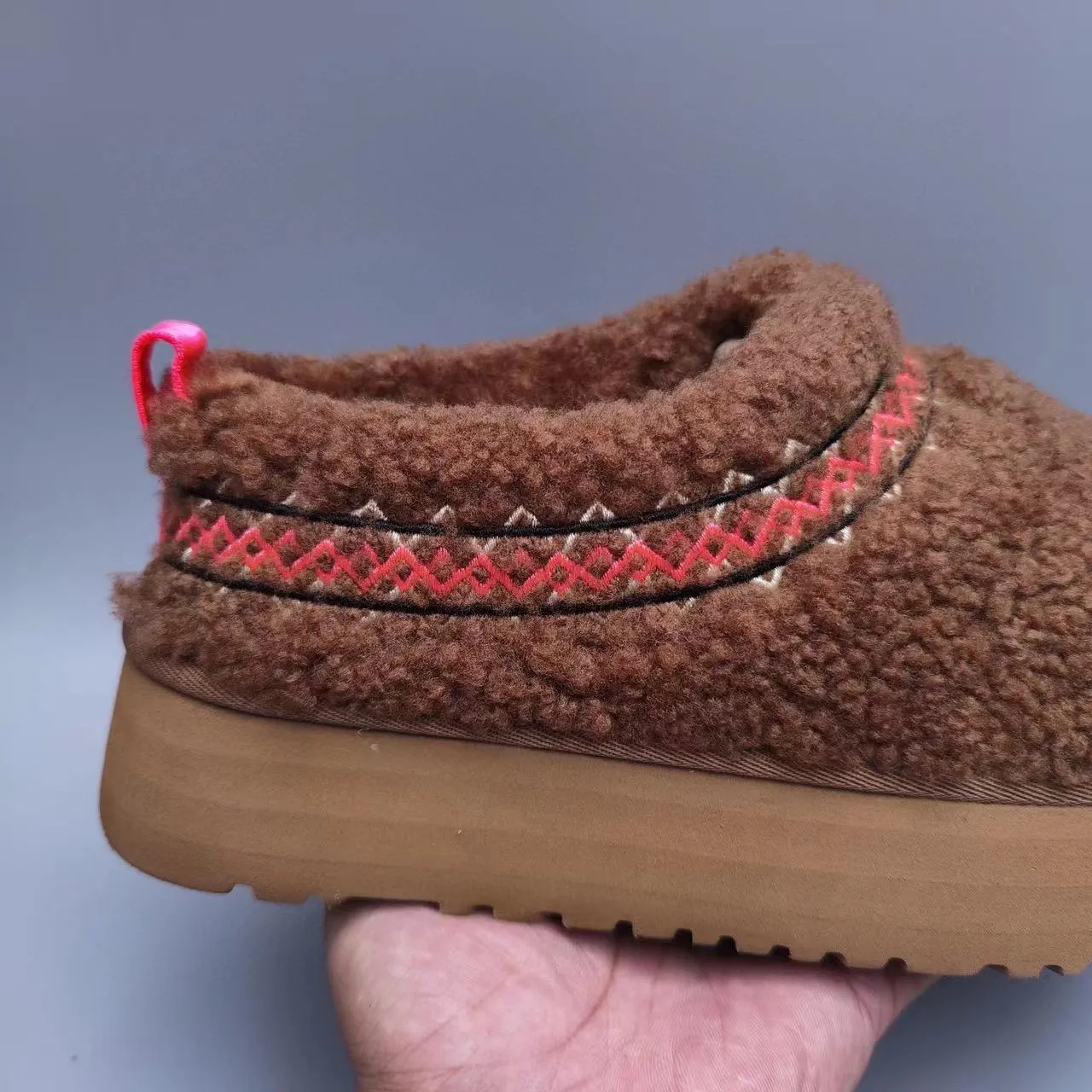 UGG بني أحمر شيرلينج أعلى منصة كعب حذاء كاجوال 6