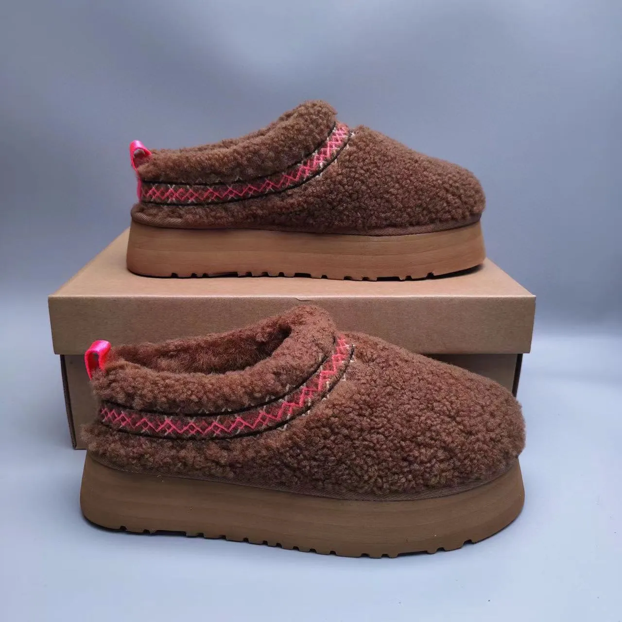 UGG بني أحمر شيرلينج أعلى منصة كعب حذاء كاجوال 8