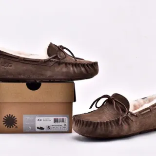 UGG Dakota Brown Suede Shearling-Lined Loafers