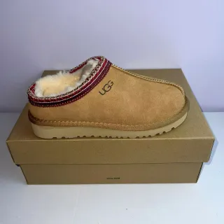 UGG Tasman Beige Red Suede Upper Shearling-Lined Casual Shoes