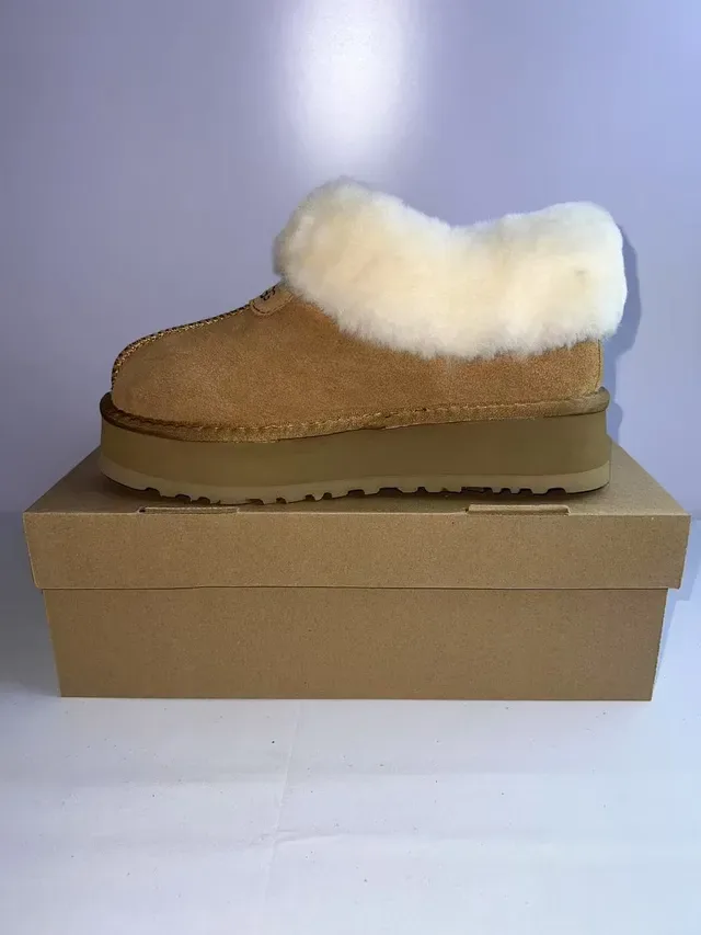 UGG Tasman Beige White Platform Sole Shearling-Lined Casual Shoes 4