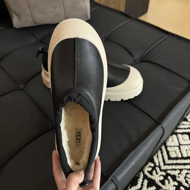 UGG Tasman Black Beige Slip-On Platform Casual Shoes 2