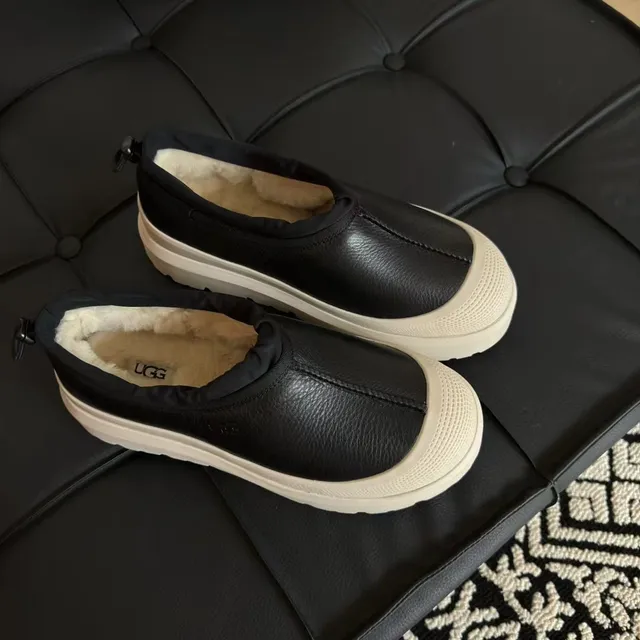 UGG Tasman Black Beige Slip-On Platform Casual Shoes 3